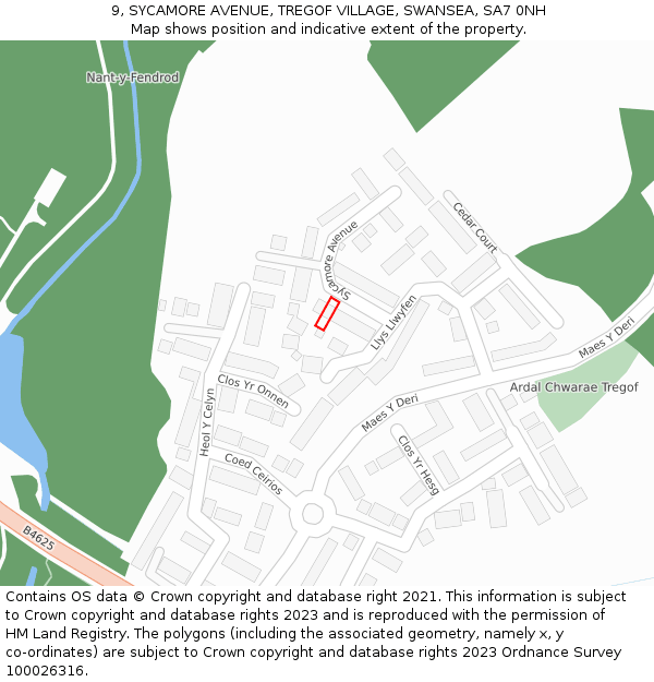 9, SYCAMORE AVENUE, TREGOF VILLAGE, SWANSEA, SA7 0NH: Location map and indicative extent of plot
