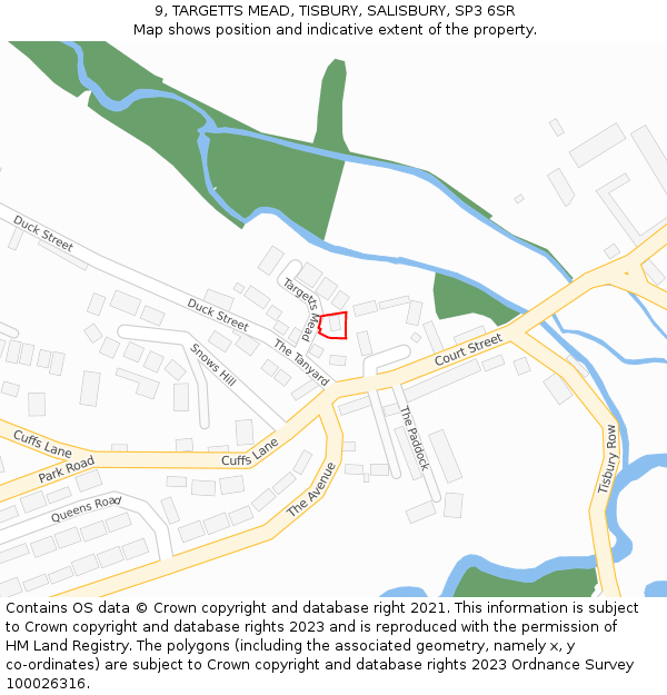 9, TARGETTS MEAD, TISBURY, SALISBURY, SP3 6SR: Location map and indicative extent of plot