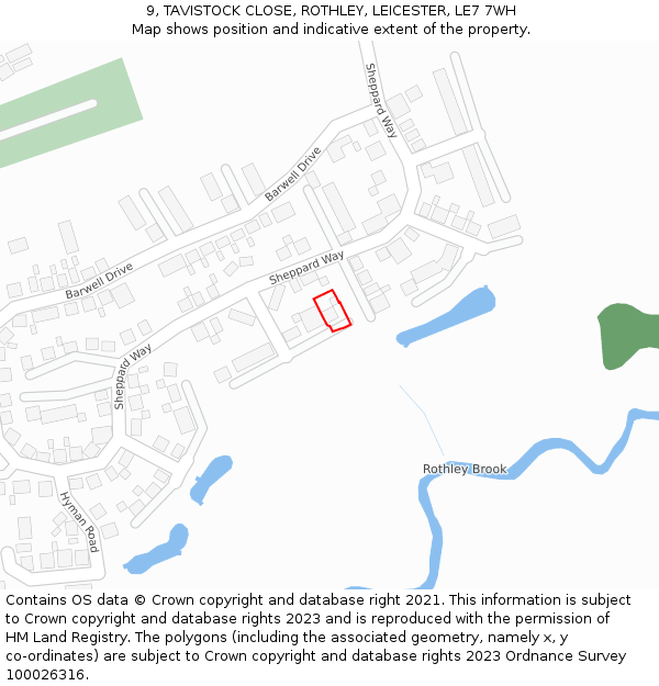 9, TAVISTOCK CLOSE, ROTHLEY, LEICESTER, LE7 7WH: Location map and indicative extent of plot