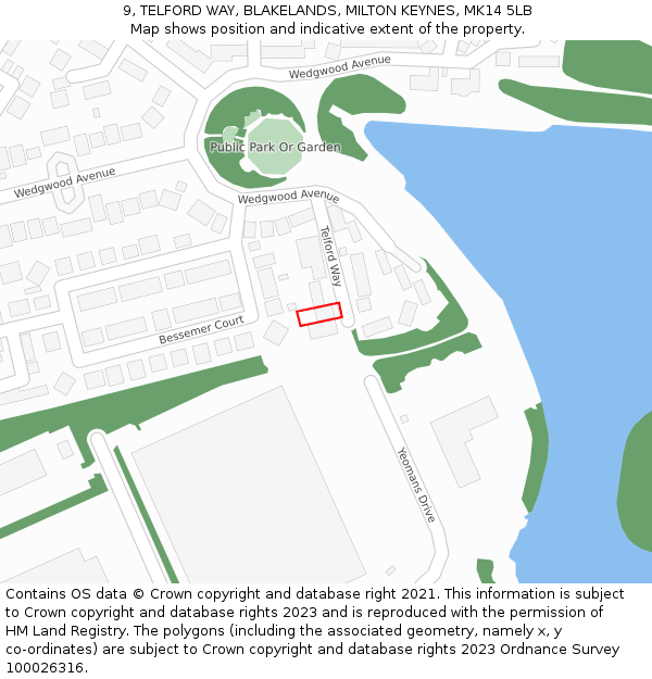 9, TELFORD WAY, BLAKELANDS, MILTON KEYNES, MK14 5LB: Location map and indicative extent of plot