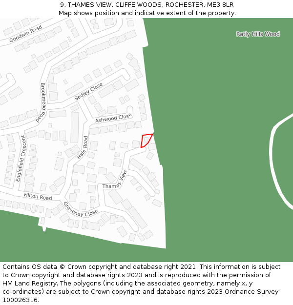 9, THAMES VIEW, CLIFFE WOODS, ROCHESTER, ME3 8LR: Location map and indicative extent of plot