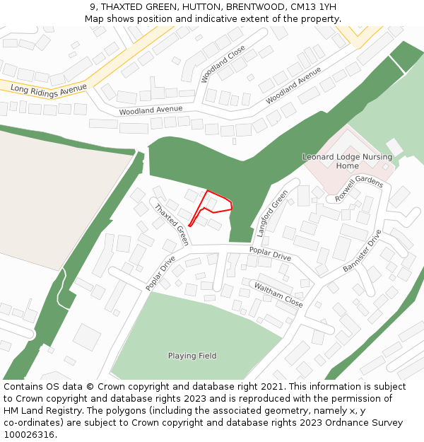 9, THAXTED GREEN, HUTTON, BRENTWOOD, CM13 1YH: Location map and indicative extent of plot