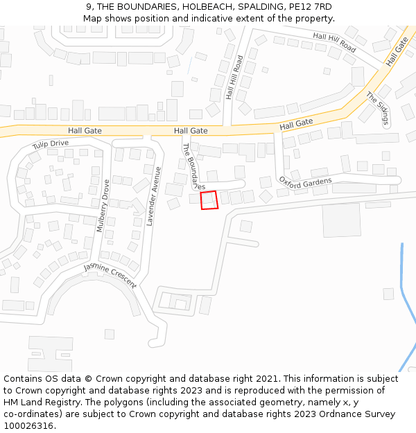 9, THE BOUNDARIES, HOLBEACH, SPALDING, PE12 7RD: Location map and indicative extent of plot