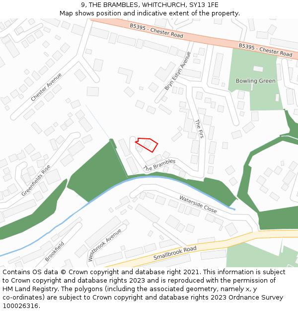 9, THE BRAMBLES, WHITCHURCH, SY13 1FE: Location map and indicative extent of plot