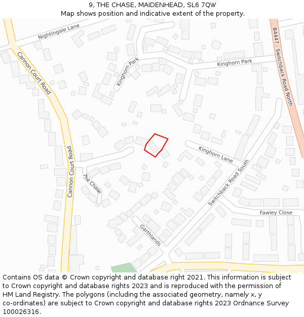 9, THE CHASE, MAIDENHEAD, SL6 7QW: Location map and indicative extent of plot