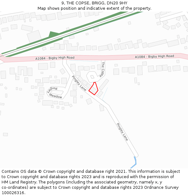 9, THE COPSE, BRIGG, DN20 9HY: Location map and indicative extent of plot