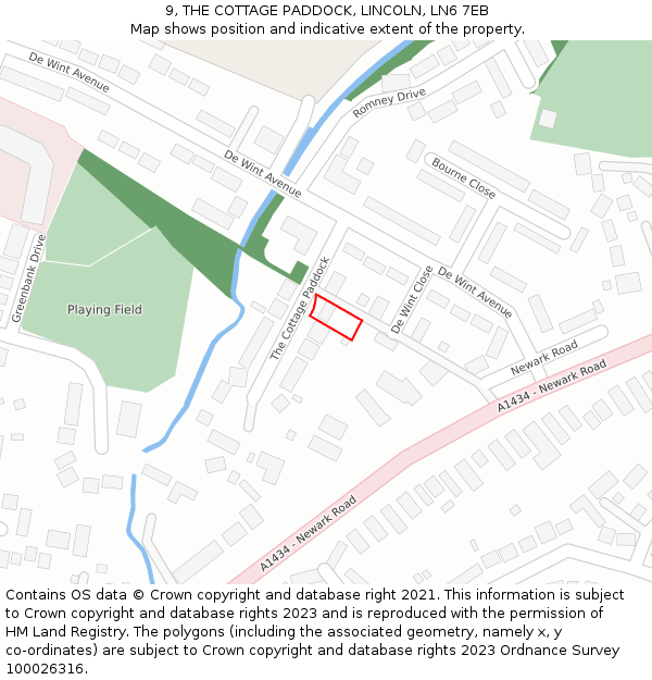 9, THE COTTAGE PADDOCK, LINCOLN, LN6 7EB: Location map and indicative extent of plot