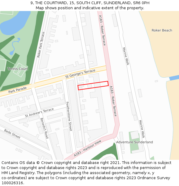 9, THE COURTYARD, 15, SOUTH CLIFF, SUNDERLAND, SR6 0PH: Location map and indicative extent of plot