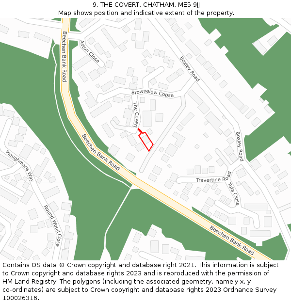 9, THE COVERT, CHATHAM, ME5 9JJ: Location map and indicative extent of plot