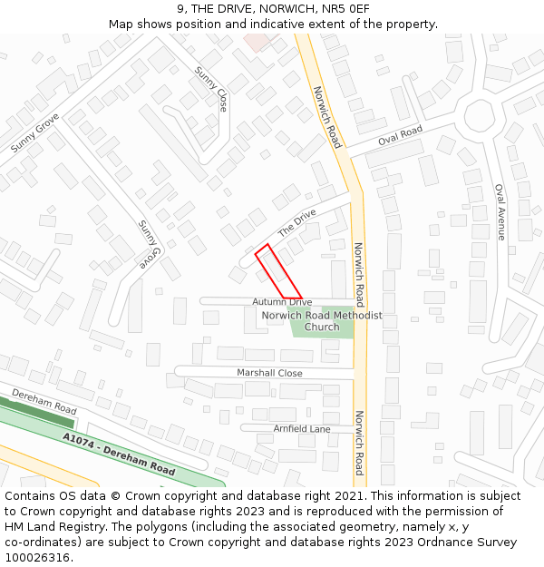 9, THE DRIVE, NORWICH, NR5 0EF: Location map and indicative extent of plot