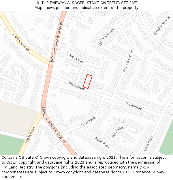 9, THE FAIRWAY, ALSAGER, STOKE-ON-TRENT, ST7 2AZ: Location map and indicative extent of plot