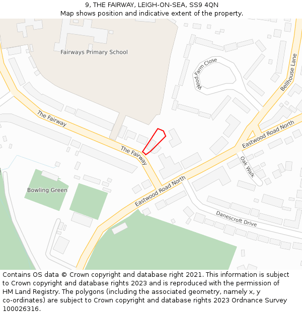 9, THE FAIRWAY, LEIGH-ON-SEA, SS9 4QN: Location map and indicative extent of plot