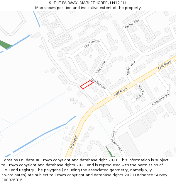 9, THE FAIRWAY, MABLETHORPE, LN12 1LL: Location map and indicative extent of plot