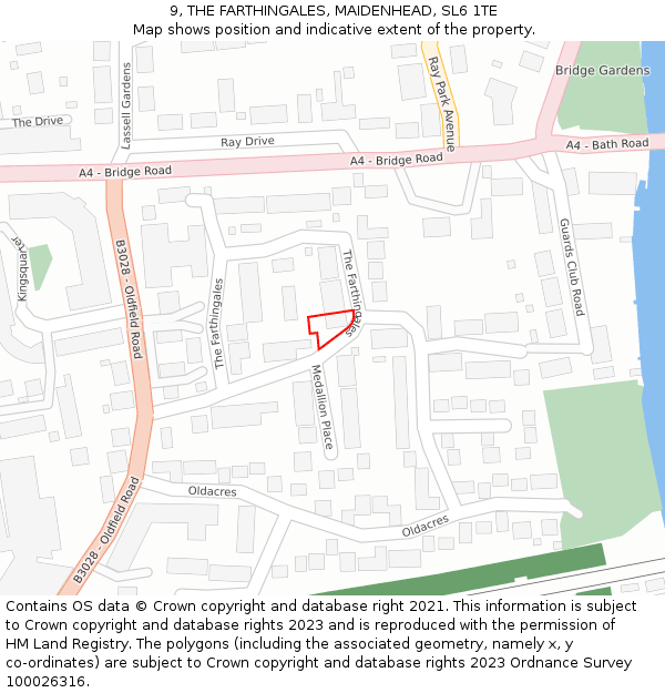 9, THE FARTHINGALES, MAIDENHEAD, SL6 1TE: Location map and indicative extent of plot