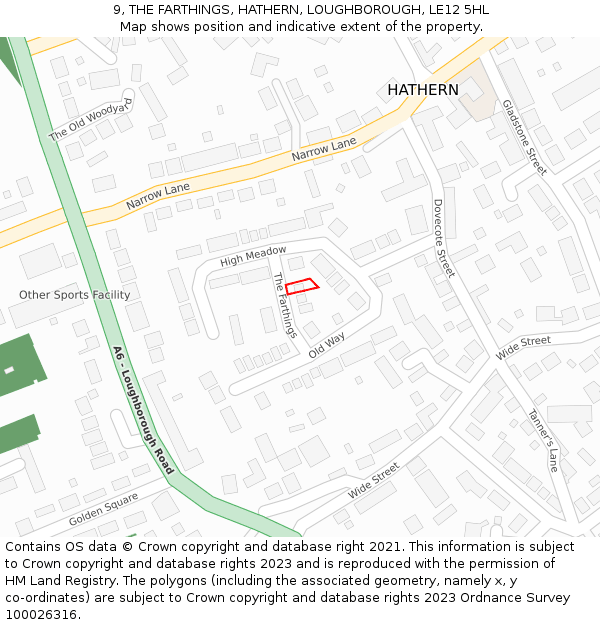 9, THE FARTHINGS, HATHERN, LOUGHBOROUGH, LE12 5HL: Location map and indicative extent of plot