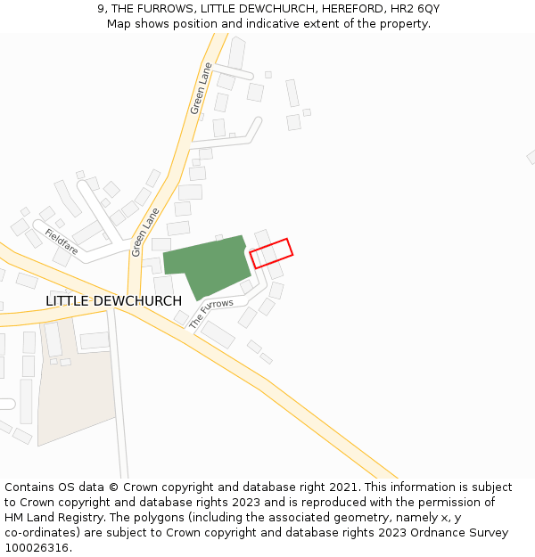 9, THE FURROWS, LITTLE DEWCHURCH, HEREFORD, HR2 6QY: Location map and indicative extent of plot