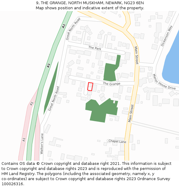 9, THE GRANGE, NORTH MUSKHAM, NEWARK, NG23 6EN: Location map and indicative extent of plot