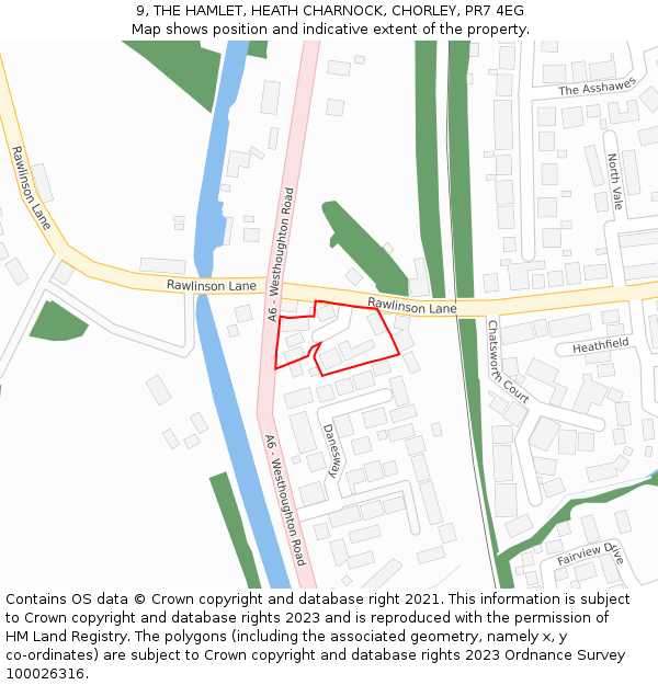 9, THE HAMLET, HEATH CHARNOCK, CHORLEY, PR7 4EG: Location map and indicative extent of plot