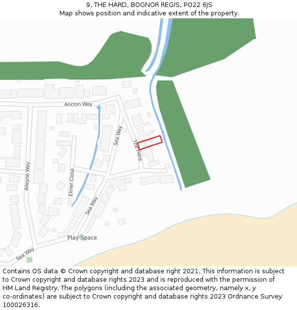 9, THE HARD, BOGNOR REGIS, PO22 6JS: Location map and indicative extent of plot