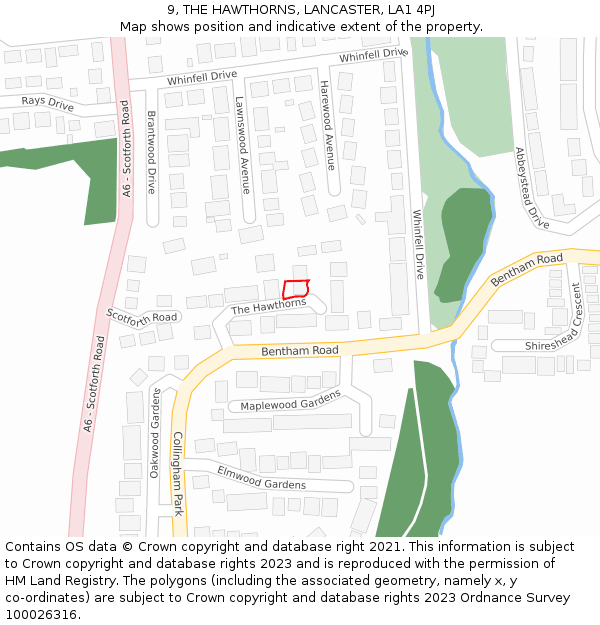 9, THE HAWTHORNS, LANCASTER, LA1 4PJ: Location map and indicative extent of plot