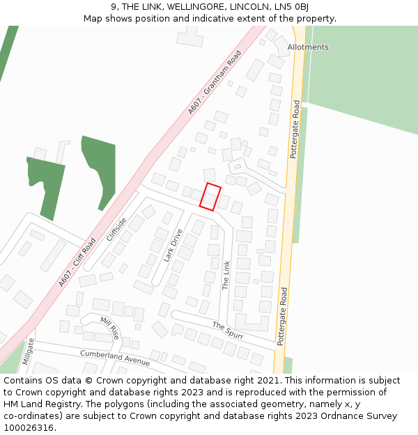 9, THE LINK, WELLINGORE, LINCOLN, LN5 0BJ: Location map and indicative extent of plot