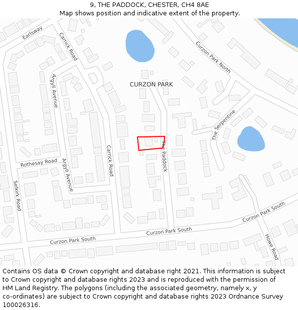 9, THE PADDOCK, CHESTER, CH4 8AE: Location map and indicative extent of plot
