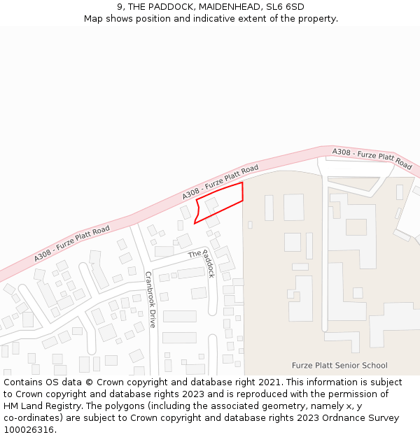 9, THE PADDOCK, MAIDENHEAD, SL6 6SD: Location map and indicative extent of plot