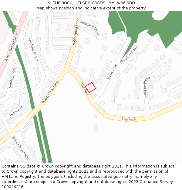 9, THE ROCK, HELSBY, FRODSHAM, WA6 9BQ: Location map and indicative extent of plot