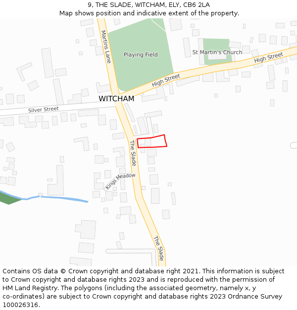 9, THE SLADE, WITCHAM, ELY, CB6 2LA: Location map and indicative extent of plot