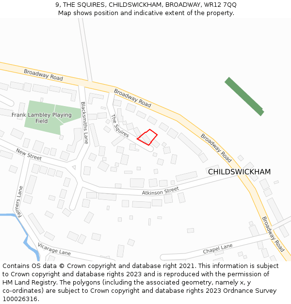 9, THE SQUIRES, CHILDSWICKHAM, BROADWAY, WR12 7QQ: Location map and indicative extent of plot