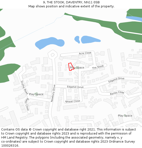 9, THE STOOK, DAVENTRY, NN11 0SB: Location map and indicative extent of plot