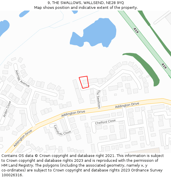 9, THE SWALLOWS, WALLSEND, NE28 9YQ: Location map and indicative extent of plot