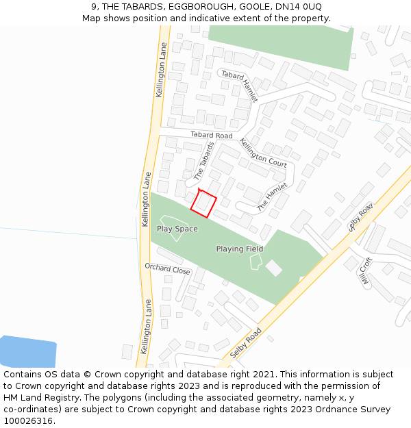 9, THE TABARDS, EGGBOROUGH, GOOLE, DN14 0UQ: Location map and indicative extent of plot