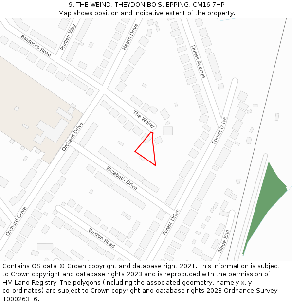 9, THE WEIND, THEYDON BOIS, EPPING, CM16 7HP: Location map and indicative extent of plot