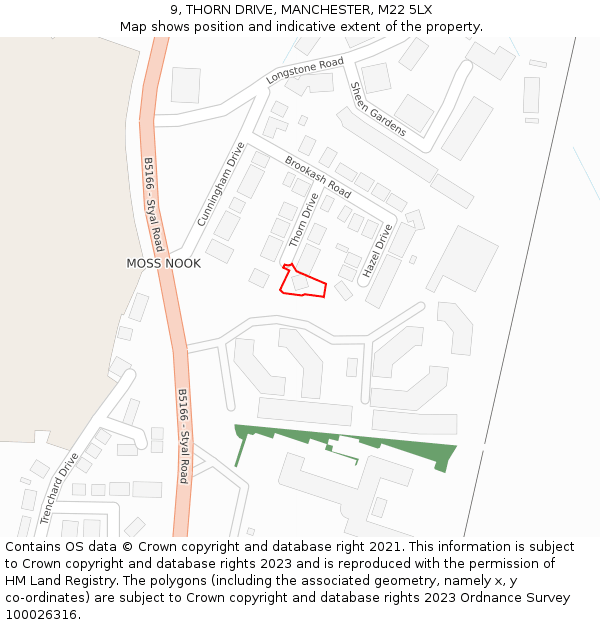 9, THORN DRIVE, MANCHESTER, M22 5LX: Location map and indicative extent of plot