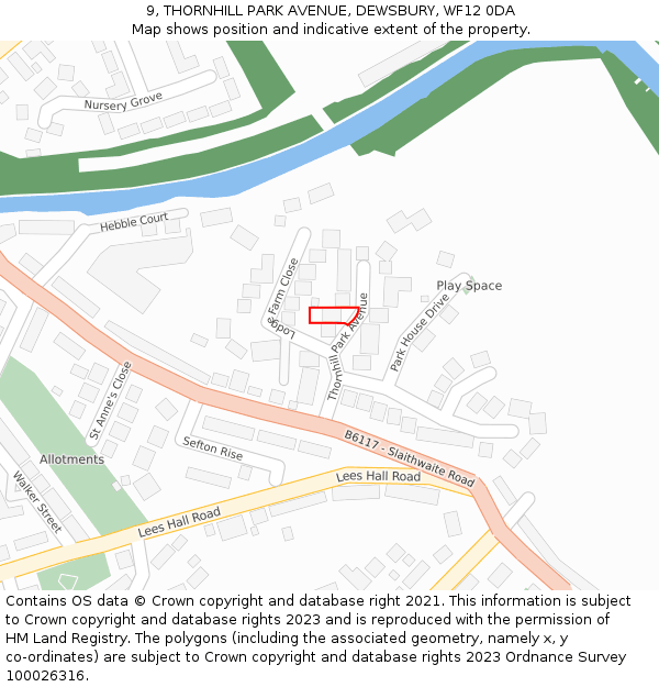 9, THORNHILL PARK AVENUE, DEWSBURY, WF12 0DA: Location map and indicative extent of plot