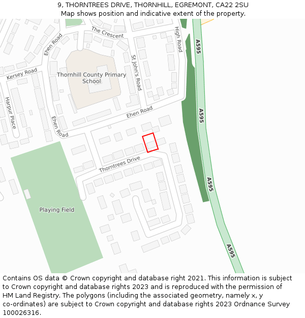 9, THORNTREES DRIVE, THORNHILL, EGREMONT, CA22 2SU: Location map and indicative extent of plot