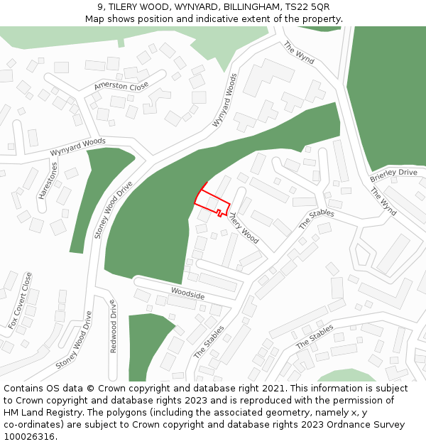 9, TILERY WOOD, WYNYARD, BILLINGHAM, TS22 5QR: Location map and indicative extent of plot