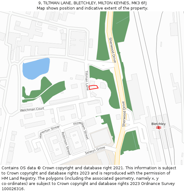 9, TILTMAN LANE, BLETCHLEY, MILTON KEYNES, MK3 6FJ: Location map and indicative extent of plot