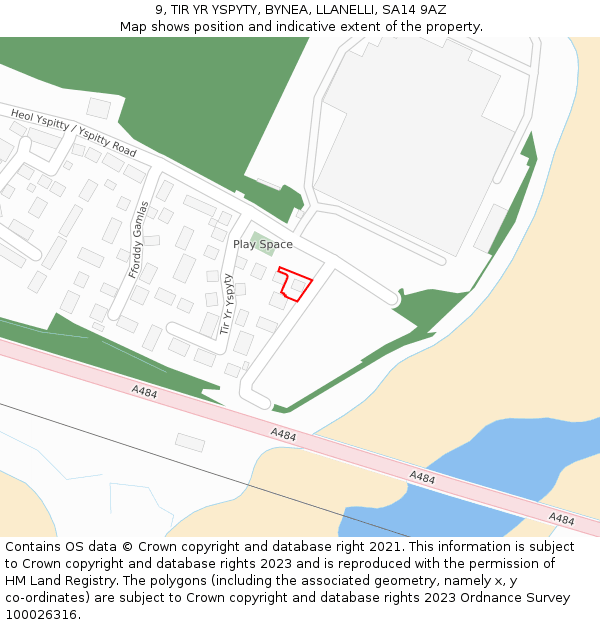 9, TIR YR YSPYTY, BYNEA, LLANELLI, SA14 9AZ: Location map and indicative extent of plot