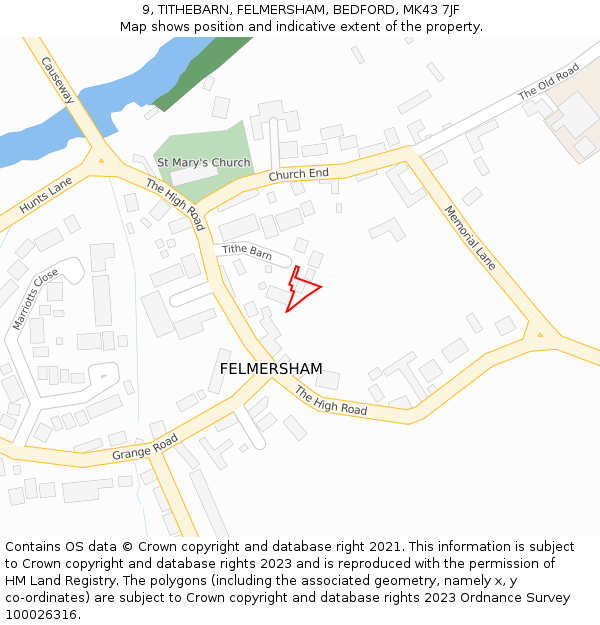 9, TITHEBARN, FELMERSHAM, BEDFORD, MK43 7JF: Location map and indicative extent of plot