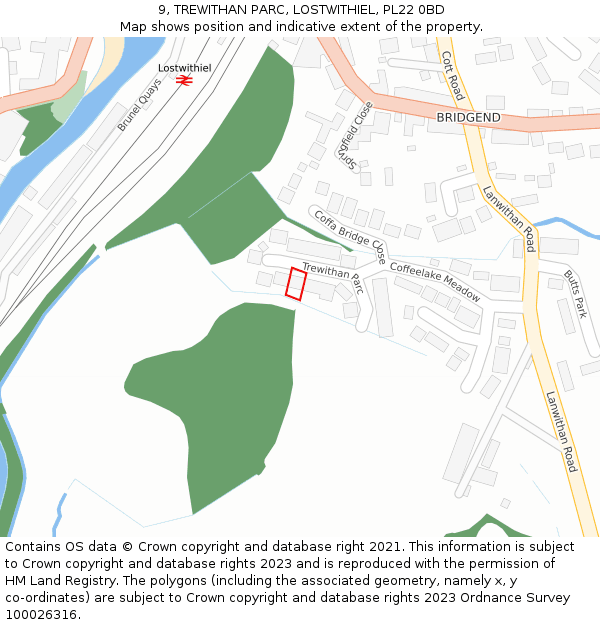 9, TREWITHAN PARC, LOSTWITHIEL, PL22 0BD: Location map and indicative extent of plot