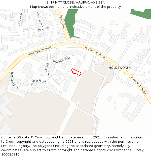 9, TRINITY CLOSE, HALIFAX, HX2 9SN: Location map and indicative extent of plot