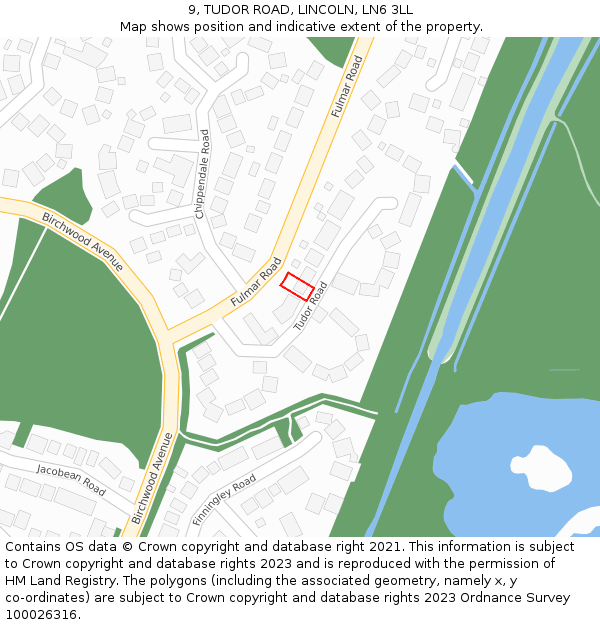 9, TUDOR ROAD, LINCOLN, LN6 3LL: Location map and indicative extent of plot