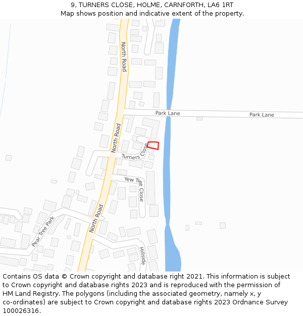 9, TURNERS CLOSE, HOLME, CARNFORTH, LA6 1RT: Location map and indicative extent of plot