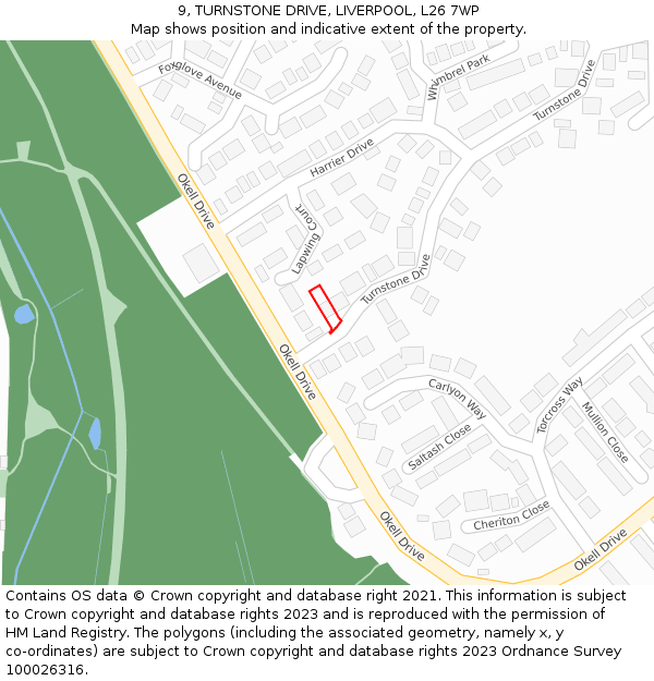 9, TURNSTONE DRIVE, LIVERPOOL, L26 7WP: Location map and indicative extent of plot