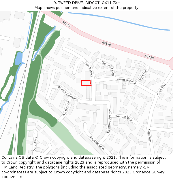 9, TWEED DRIVE, DIDCOT, OX11 7XH: Location map and indicative extent of plot