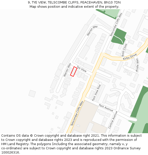 9, TYE VIEW, TELSCOMBE CLIFFS, PEACEHAVEN, BN10 7DN: Location map and indicative extent of plot