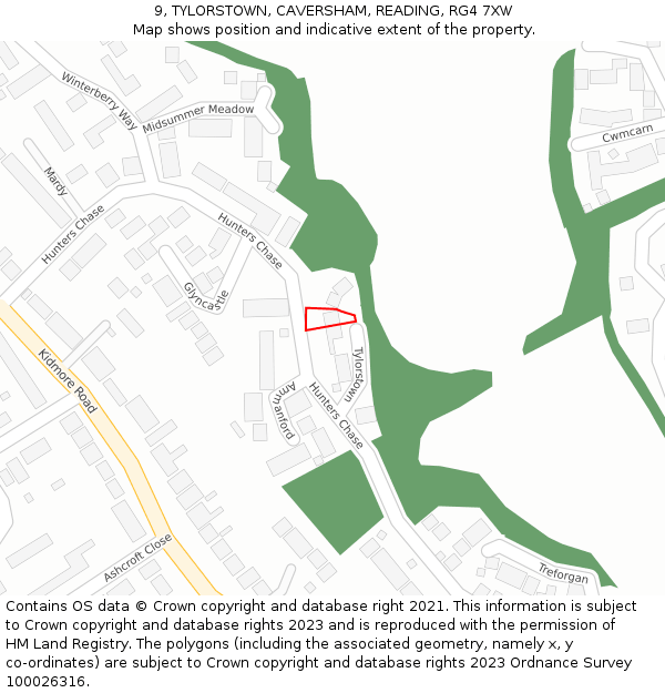 9, TYLORSTOWN, CAVERSHAM, READING, RG4 7XW: Location map and indicative extent of plot