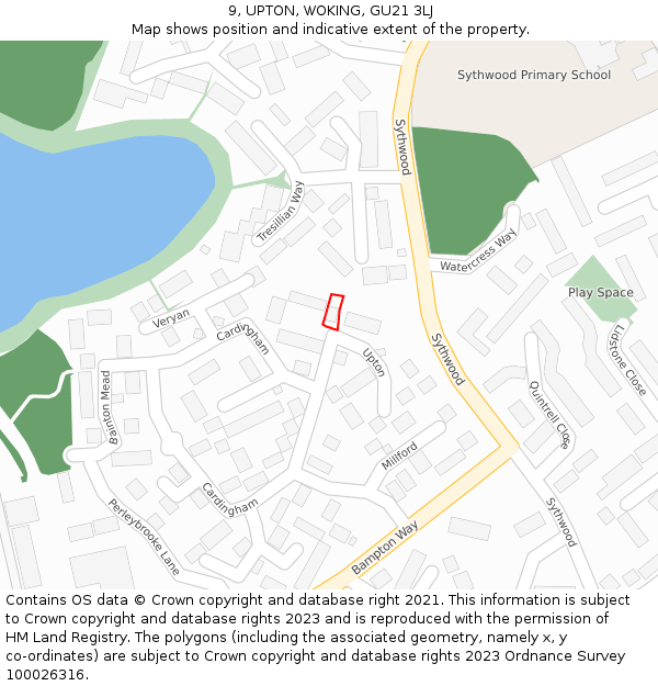 9, UPTON, WOKING, GU21 3LJ: Location map and indicative extent of plot